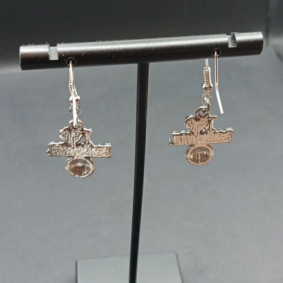 New I Love Baseball Silver Tone Charm Earrings New - Picture 3 of 5